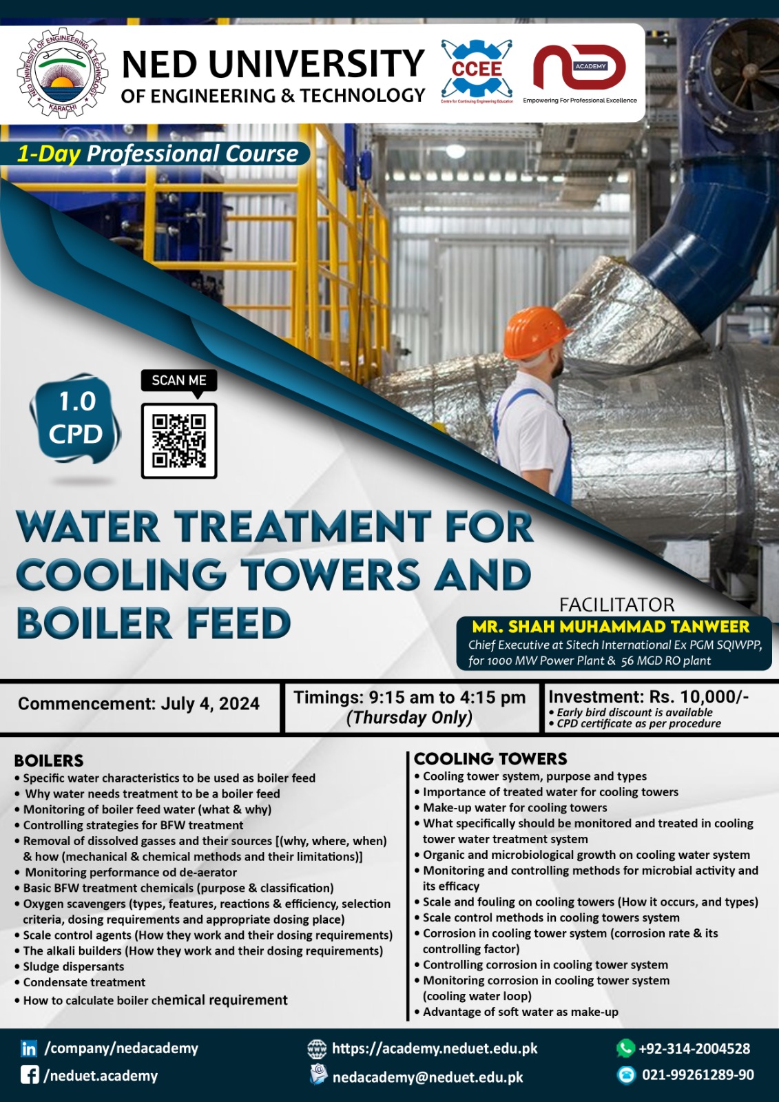 Water Treatment for Cooling Towers and Boiler Feed NED Academy CCEE